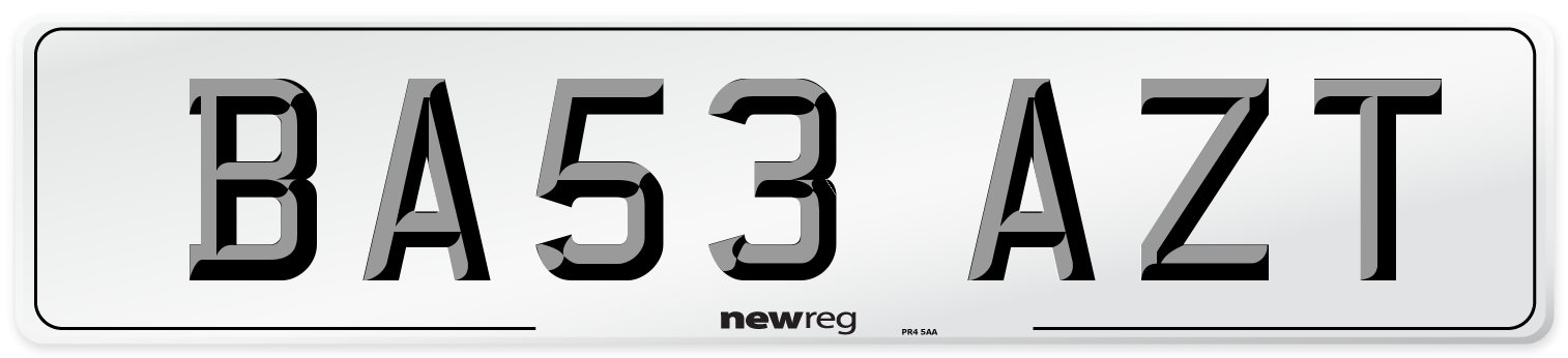 BA53 AZT Number Plate from New Reg